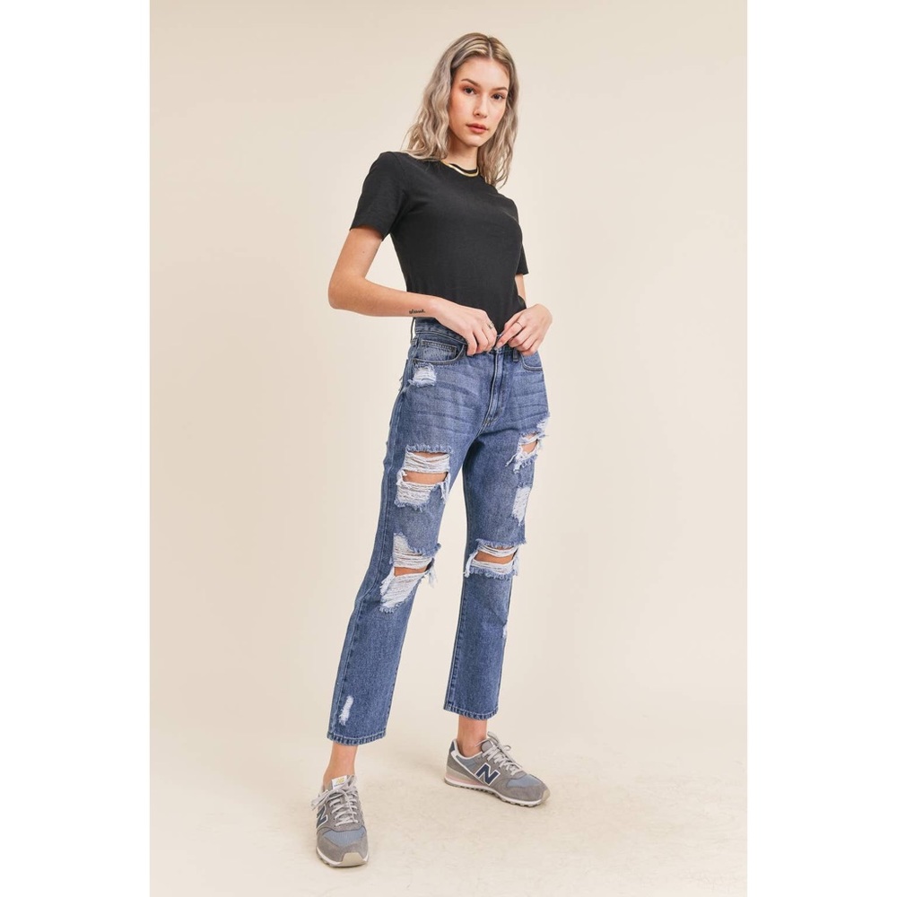 CLEARANCE Kaya Super Destroyed Girlfriend Denim Jeans - Picture 3 of 9